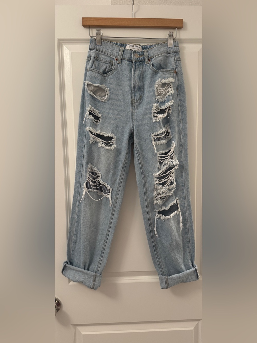 Wax Jean Light Blue Distressed Boyfriend Jeans